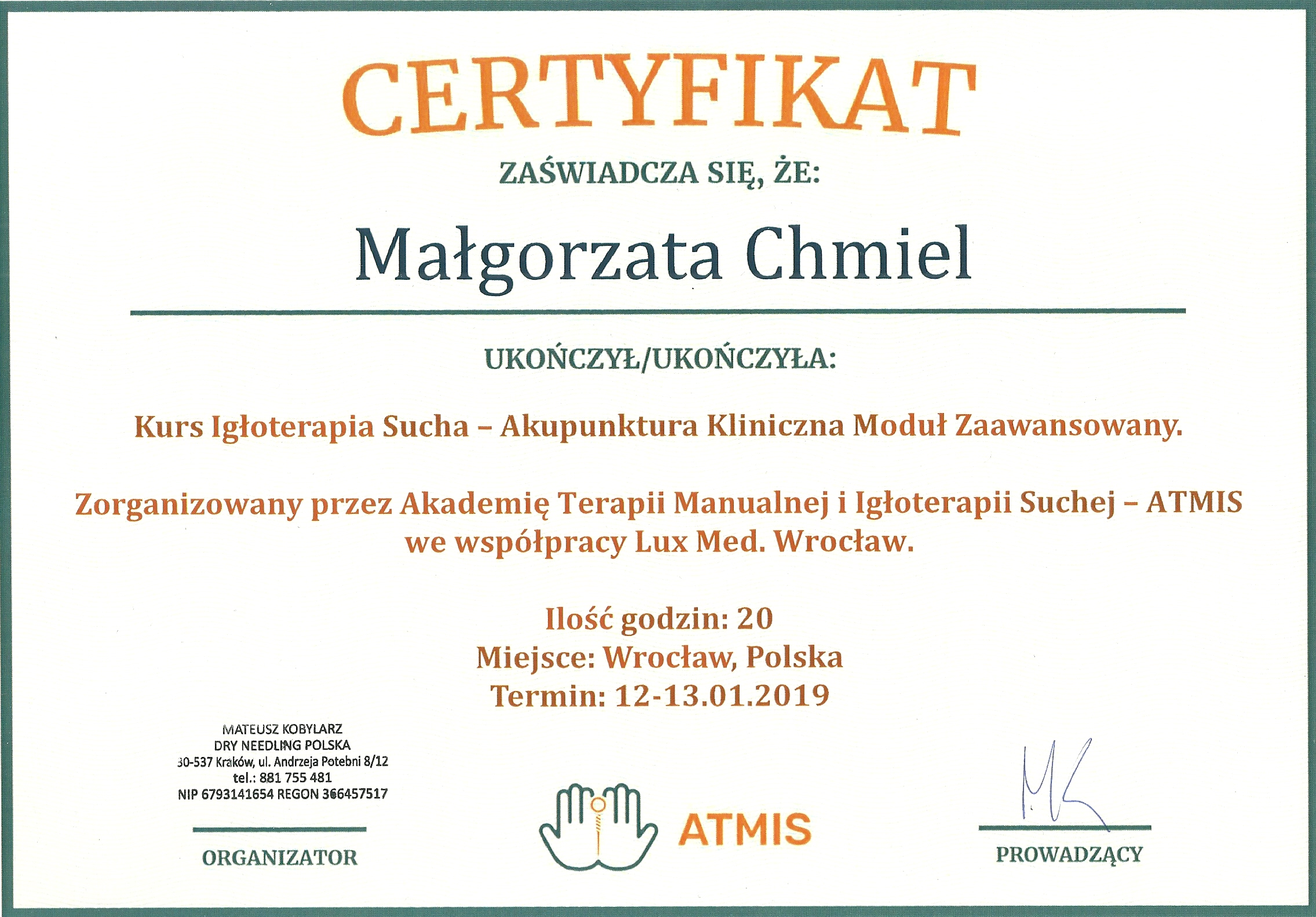 Kurs Igłoterapia Sucha - Akupunktura Kliniczna Moduł Zaawansowany