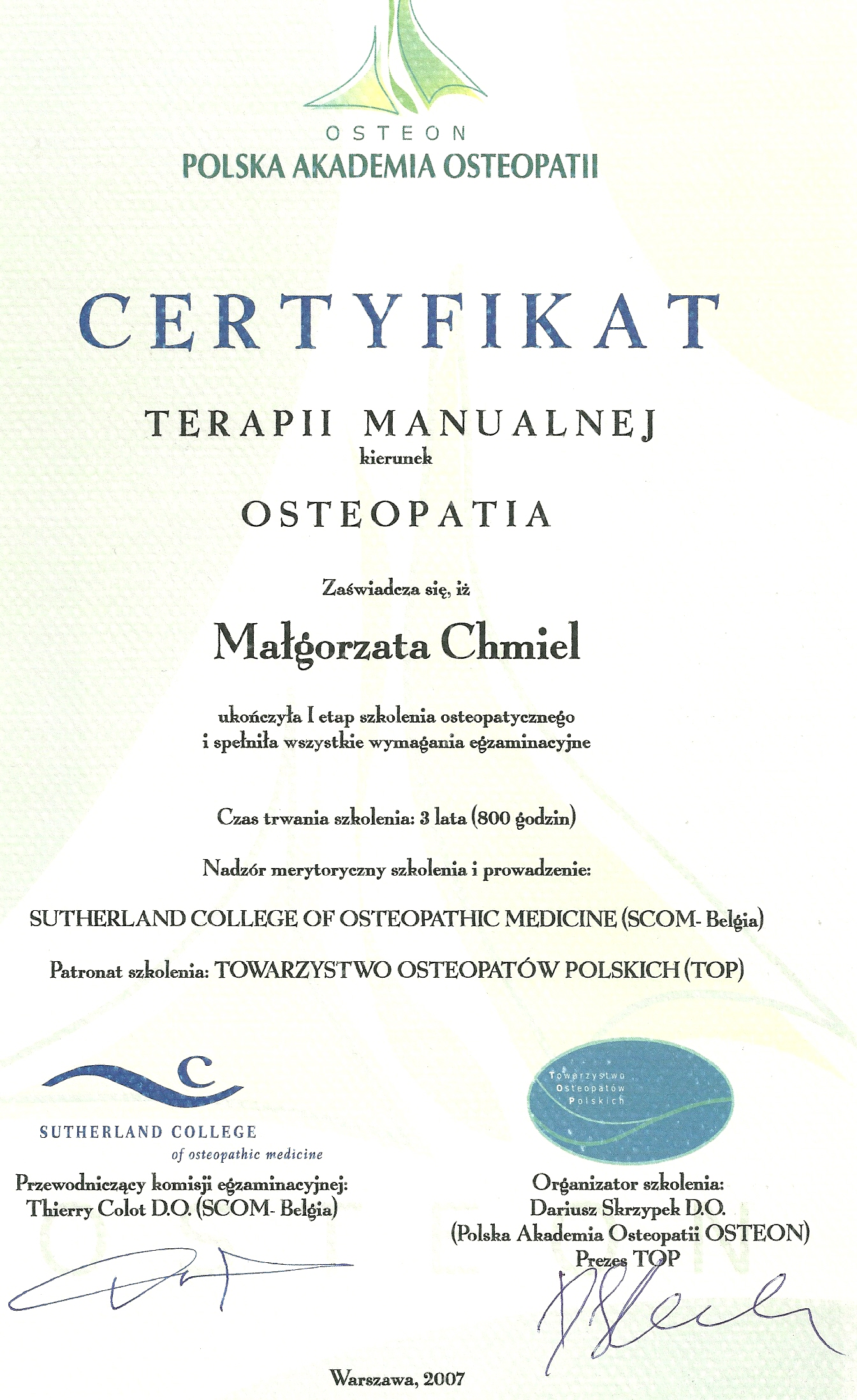 Terapia manualna w koncepcji osteopatycznej